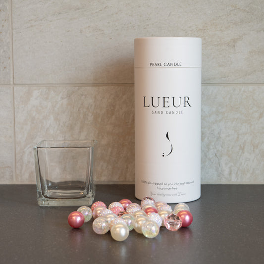 LUEUR BASIC COFFRET | キャンドルスターターキット【四角型の器】＆【ピンク系ビーズ】