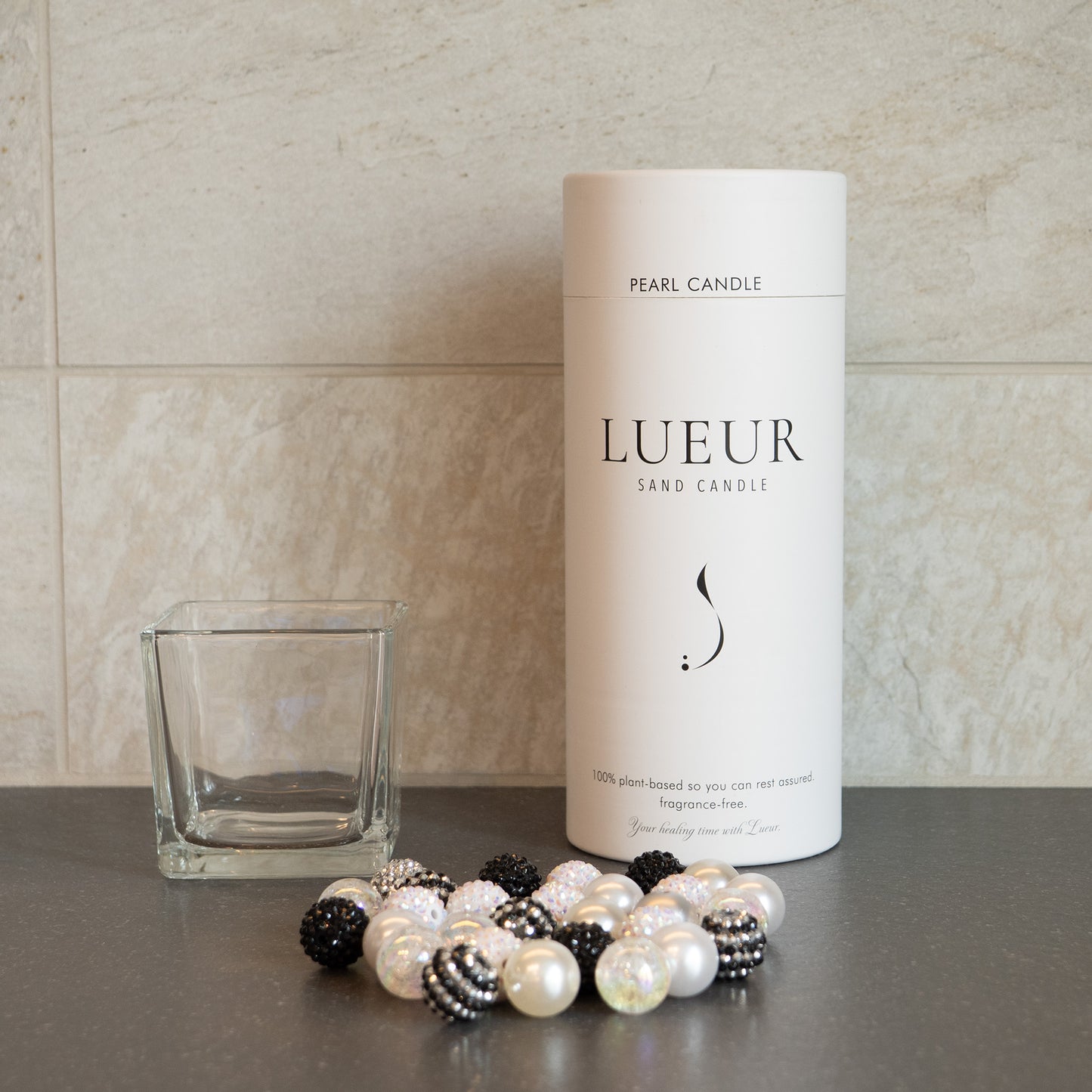 LUEUR BASIC COFFRET | キャンドルスターターキット【四角型の器】＆【ブラック系ビーズ】